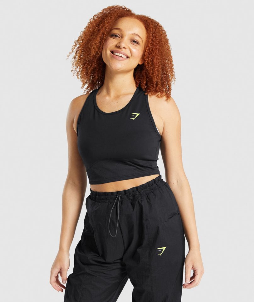 Podkoszulki Gymshark Pulse Crop Damskie Czarne | PL 913GRB